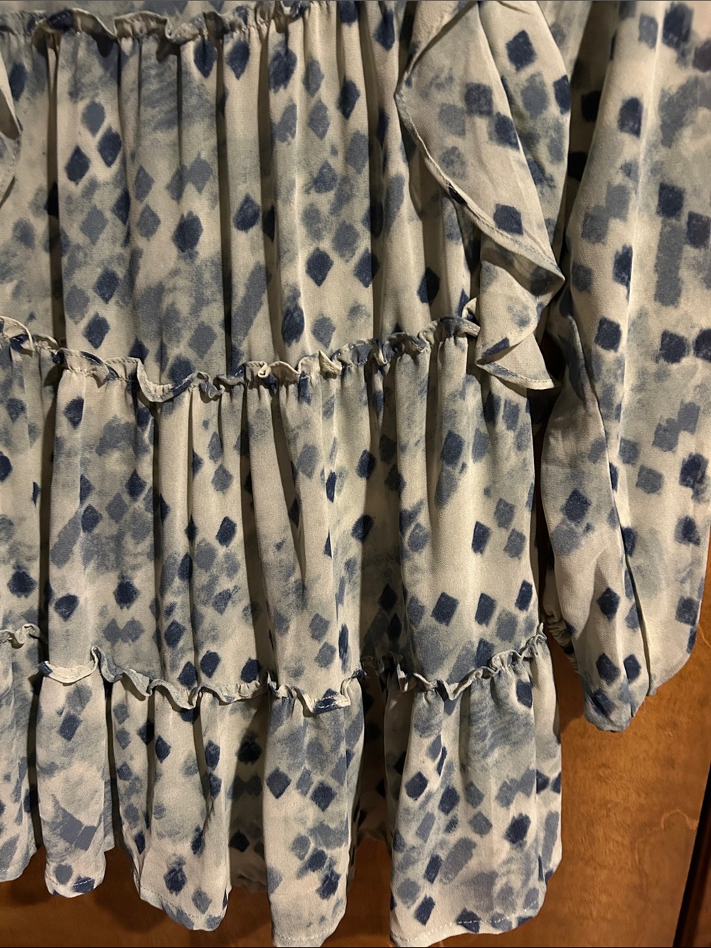 Blue Printed Ruffle Tiered Top - Excellent Condition. - Picture 3 of 6